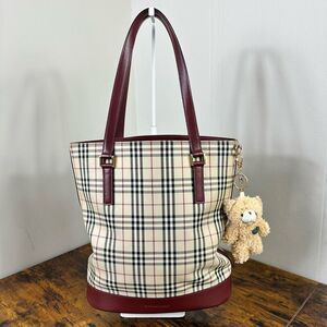 Burberry Nova Check Plaid Bucket Shoulder Bag
